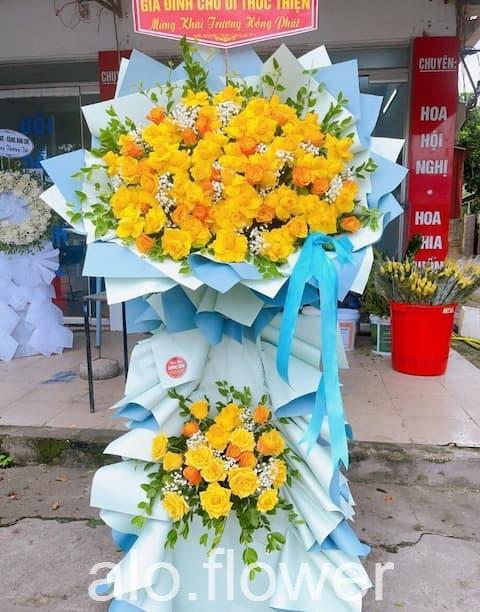hoa khai trương màu vàng