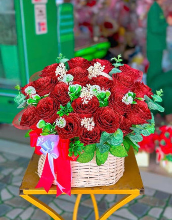 Giỏ Hoa Sáp Valentine Ngọt Ngào