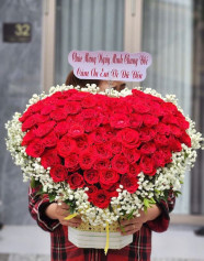 Giỏ Hoa Trái Tim Hồng Đỏ
